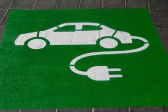 An image of an electric vehicle parking spot